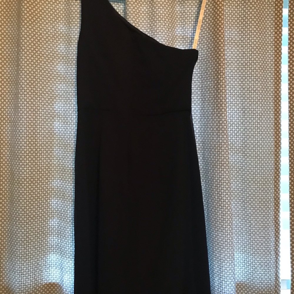 Knee length navy dress one shoulder